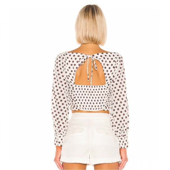 Majorelle revolve emily white long sleeve blouse top maroon polka dot size S - Picture 2 of 14